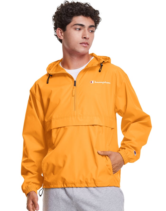 Champion Packable Script Logo Erkek Ceket Sarı ( HZNUFQ538 )